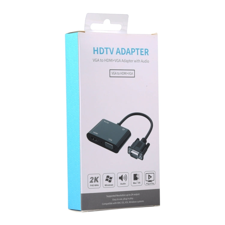 2 in 1 VGA zu HDMI + VGA 15-Pin HDTV Adapter Konverter mit Audio