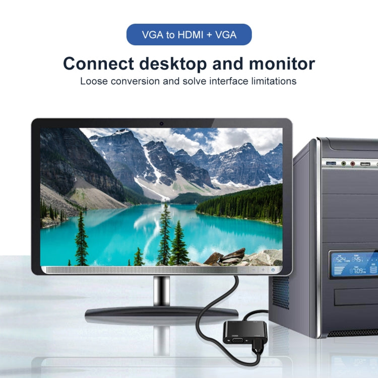 2 in 1 VGA zu HDMI + VGA 15-Pin HDTV Adapter Konverter mit Audio