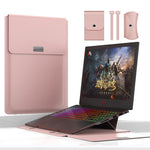 4 in 1 Universelle wasserdichte PU-Leder Laptophülle mit Griff & Ständer & Stifthalter + 2 Aufwickler + Mausbeutel + Ladegerät-Set für 13 / 14 Zoll Laptops, 13 / 14 Zoll