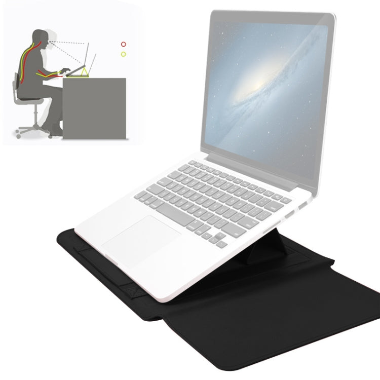 4 in 1 Universelle wasserdichte PU-Leder Laptophülle mit Griff & Ständer & Stifthalter + 2 Aufwickler + Mausbeutel + Ladegerät-Set für 13 / 14 Zoll Laptops, 13 / 14 Zoll