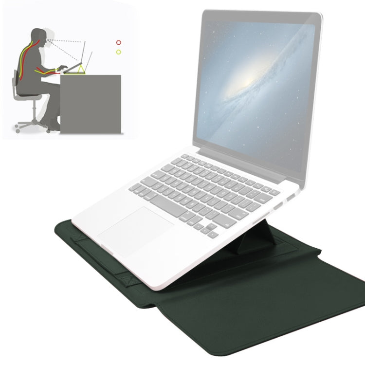 4 in 1 Universelle wasserdichte PU-Leder Laptophülle mit Griff & Ständer & Stifthalter + 2 Aufwickler + Mausbeutel + Ladegerät-Set für 13 / 14 Zoll Laptops, 13 / 14 Zoll