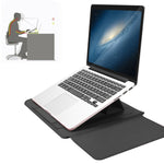 4 in 1 Universelle wasserdichte PU-Leder Laptophülle mit Griff & Ständer & Stifthalter + 2 Aufwickler + Mausbeutel + Ladegerät-Set für 13 / 14 Zoll Laptops, 13 / 14 Zoll