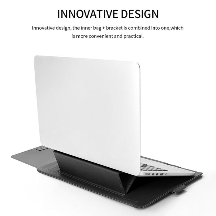 4 in 1 Universelle wasserdichte PU-Leder Laptophülle mit Griff & Ständer & Stifthalter + 2 Aufwickler + Mausbeutel + Ladegerät-Set für 13 / 14 Zoll Laptops, 13 / 14 Zoll