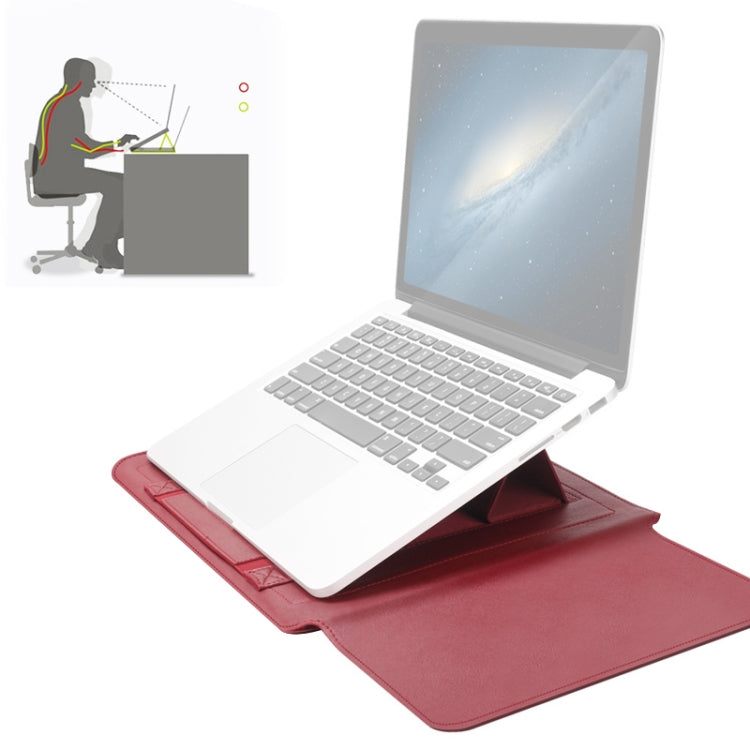 4 in 1 Universelle wasserdichte PU-Leder Laptophülle mit Griff & Ständer & Stifthalter + 2 Aufwickler + Mausbeutel + Ladegerätbeutel Set für 15 Zoll Laptops, 15 Zoll