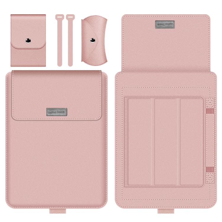 4 in 1 Universelle wasserdichte PU-Leder Laptophülle mit Griff & Ständer & Stifthalter + 2 Aufwickler + Mausbeutel + Ladegerätbeutel Set für 15 Zoll Laptops, 15 Zoll