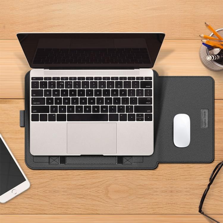4 in 1 Universelle wasserdichte PU-Leder Laptophülle mit Griff & Ständer & Stifthalter + 2 Aufwickler + Mausbeutel + Ladegerätbeutel Set für 15 Zoll Laptops, 15 Zoll