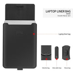 4 in 1 Universelle wasserdichte PU-Leder Laptophülle mit Griff & Ständer & Stifthalter + 2 Aufwickler + Mausbeutel + Ladegerätbeutel Set für 15 Zoll Laptops, 15 Zoll