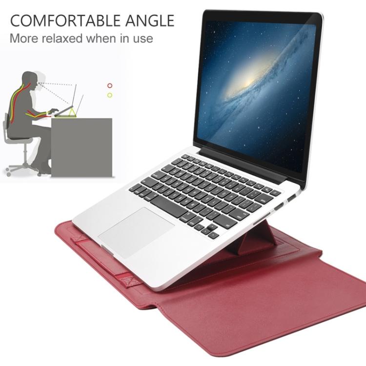 4 in 1 Universelle wasserdichte PU-Leder Laptophülle mit Griff & Ständer & Stifthalter + 2 Aufwickler + Mausbeutel + Ladegerätbeutel Set für 15 Zoll Laptops, 15 Zoll