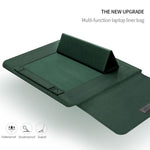 4 in 1 Universelle wasserdichte PU-Leder Laptophülle mit Griff & Ständer & Stifthalter + 2 Aufwickler + Mausbeutel + Ladegerätbeutel Set für 15 Zoll Laptops, 15 Zoll