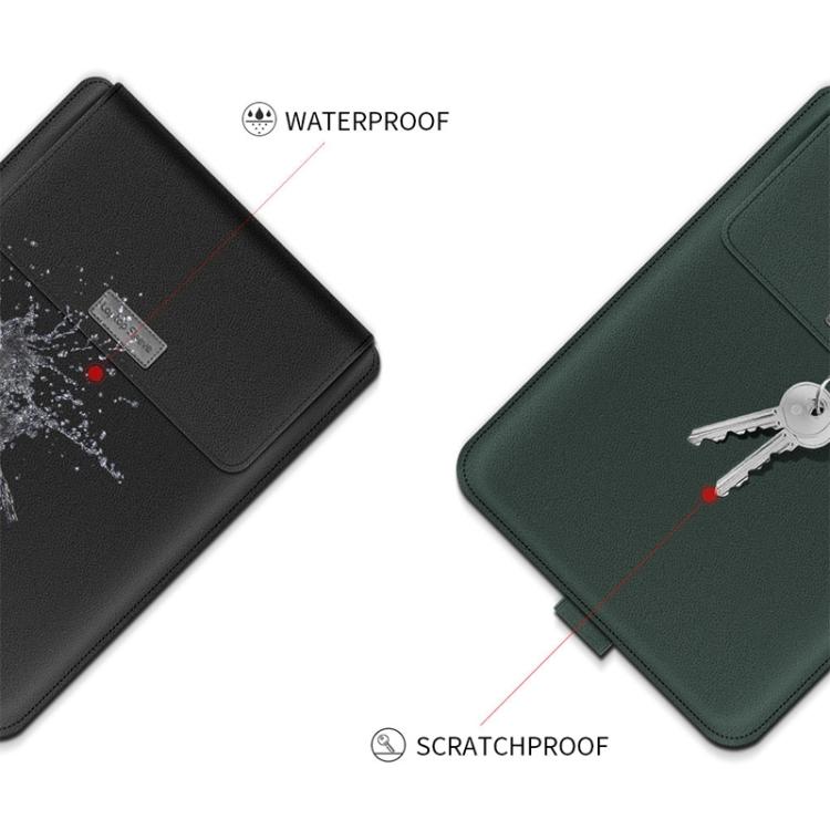 4 in 1 Universelle wasserdichte PU-Leder Laptophülle mit Griff & Ständer & Stifthalter + 2 Aufwickler + Mausbeutel + Ladegerätbeutel Set für 15 Zoll Laptops, 15 Zoll