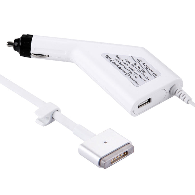 60W 16,5V 3,65A 5-Pin T-Stil MagSafe 2 Auto-Ladegerät mit 1 USB-Anschluss für Apple Macbook A1465 / A1502 / A1435 / MD212 / MD2123 / MD662, Länge: 1,7m
