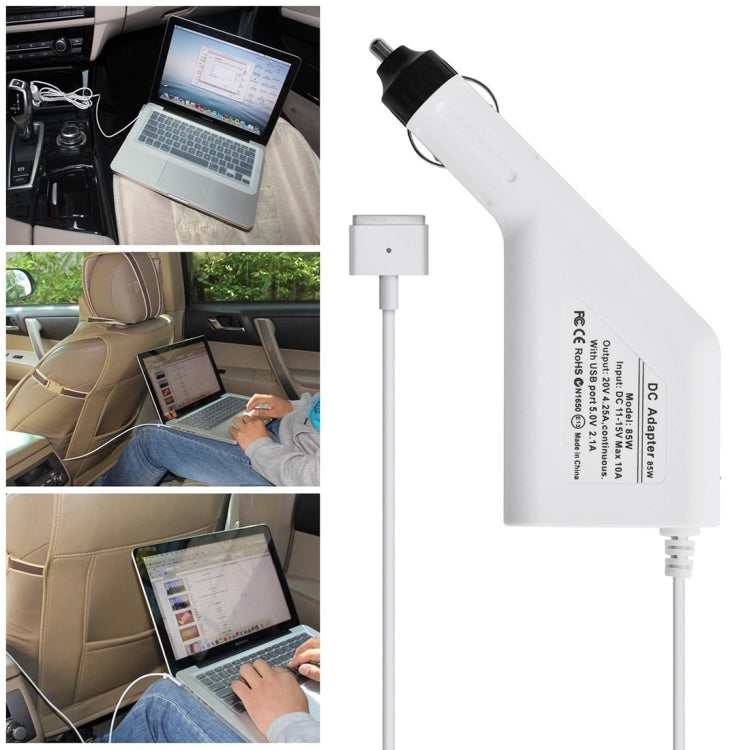 85W 20V 4,25A 5-Pin T-Stil MagSafe 2 Auto-Ladegerät mit 1 USB-Anschluss für Apple Macbook A1398 / A1424 / MC975 / MC976 / ME664 / ME665, Länge: 1,7m, 85W 20V 4,25A