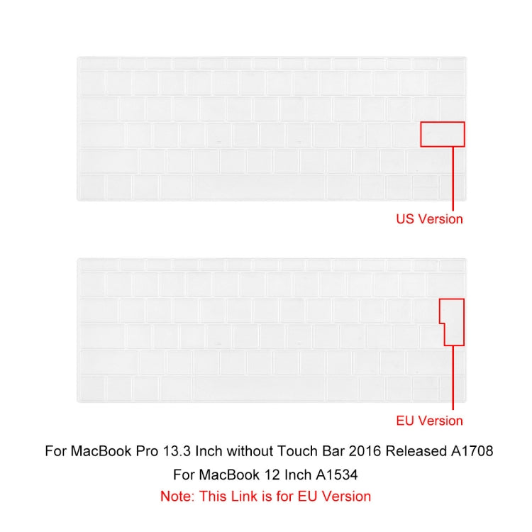 ENKAY TPU Tastaturschutzabdeckung für 2015 MacBook 12 Zoll (A1534) / MacBook Pro 13,3 Zoll ohne Touch Bar (A1708), Europa-Version, EU-Version