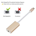 USB-C / Type-C 3.1 Stecker zu Mini DP Buchse HD Konverter, Länge: 12cm, Silber, Gold