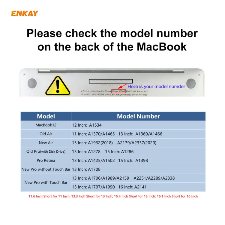 ENKAY TPU Tastaturschutz für MacBook Pro 13,3 Zoll A1706 / A1989 / A2159 & Pro 15,4 Zoll A1707 / A1990 (mit Touch Bar), US-Version
