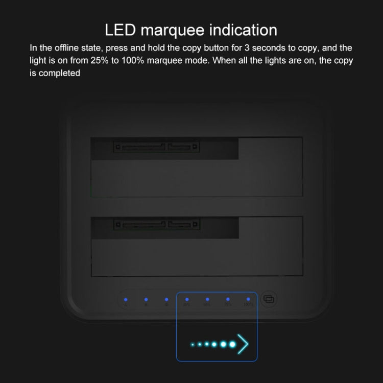 Blueendless 2,5 / 3,5 Zoll SATA USB 3.0 2-Bay Offline-Kopier-Festplatten-Dock
