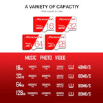 MICRODATA 32 GB High Speed ​​U1 Rot und Weiß TF (Micro SD) Speicherkarte, 32 GB