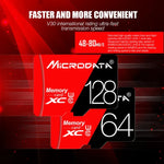 MICRODATA 128 GB High Speed ​​U3 Rot und Schwarz TF (Micro SD) Speicherkarte, 128 GB