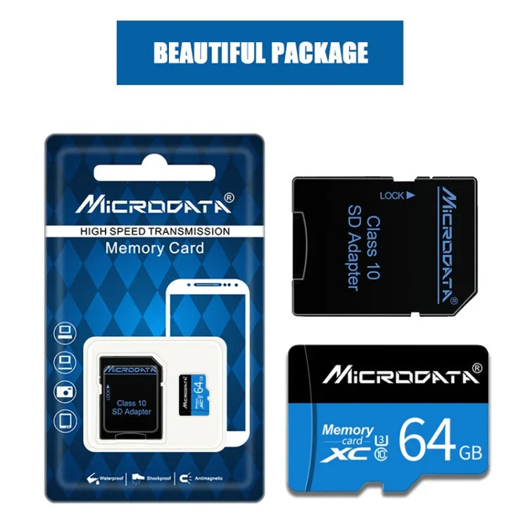 MICRODATA 64GB U3 Blau und Schwarz TF (Micro SD) Speicherkarte, 64GB
