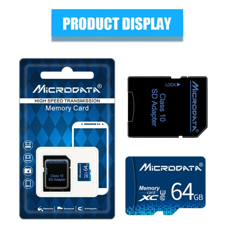 MICRODATA 64GB U3 Blue TF (Micro SD) Speicherkarte, 64GB