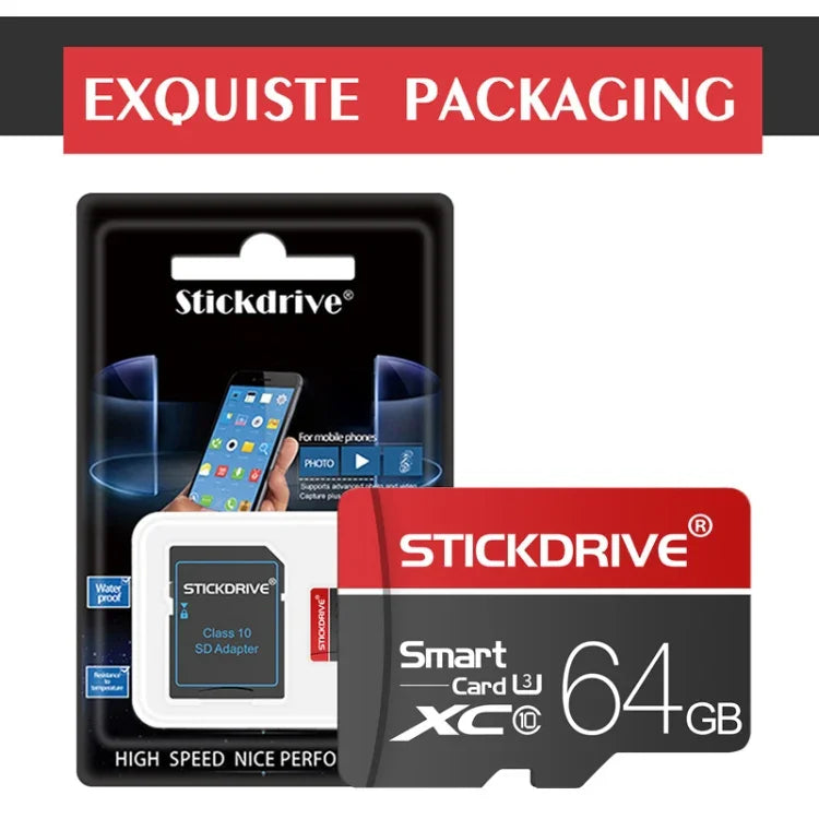 STICKDRIVE 64GB U3 White Line Red and Black TF (Micro SD) Speicherkarte, 64GB