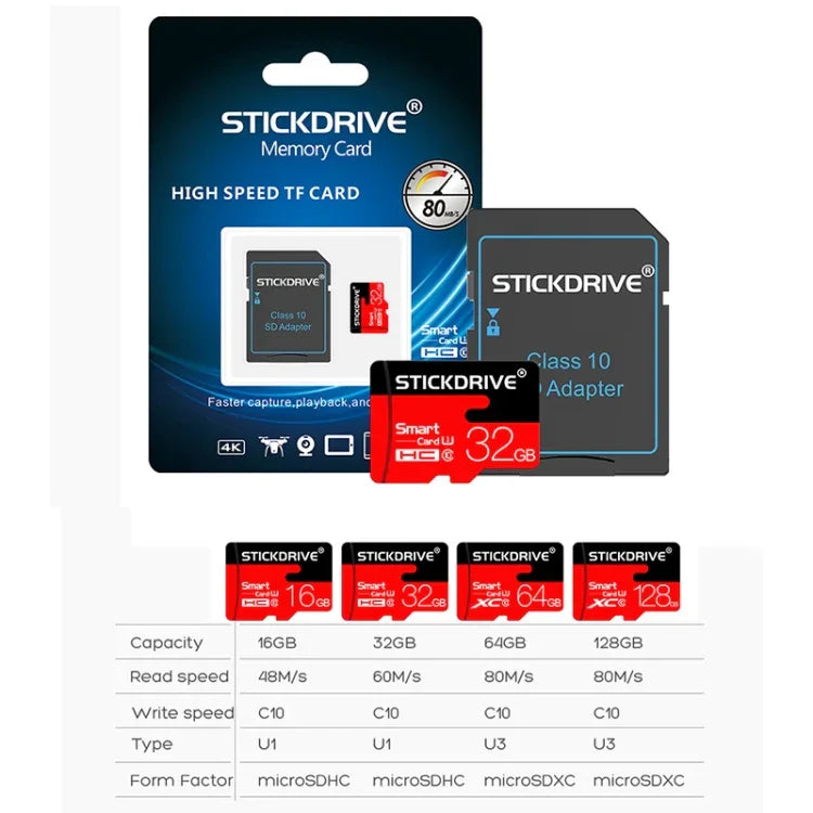 Stickdrive 32 GB High Speed ​​Class 10 Micro SD (TF) Speicherkarte, 32 GB