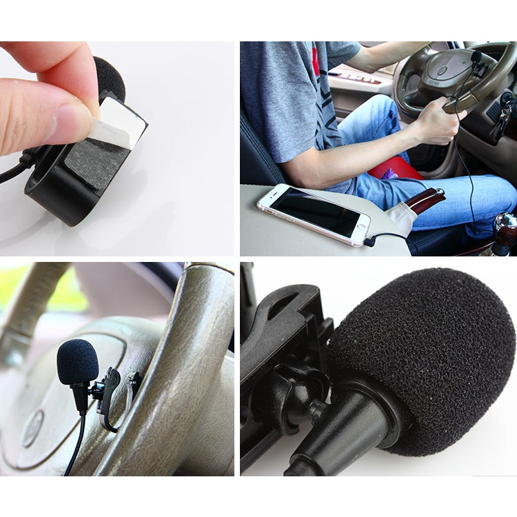 ZJ025MR Aufklebbares Clip-On Lavalier Stereo Mikrofon für Auto GPS / Bluetooth-fähiges Audio DVD externes Mikrofon, Kabellänge: 3m, 90-Grad-Winkel 3,5mm Klinke, Winkel 3,5mm Klinke Stereo