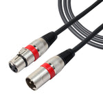 3m 3-poliges XLR-Männlich zu XLR-Weiblich MIC abgeschirmtes Kabel Mikrofon-Audiokabel, Länge: 3m (Rot)