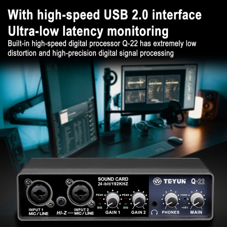 TEYUN Q-22 USB Computer Freies Mikrofon Externe Soundkarte, Q-22