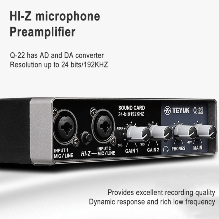 TEYUN Q-22 USB Computer Freies Mikrofon Externe Soundkarte, Q-22