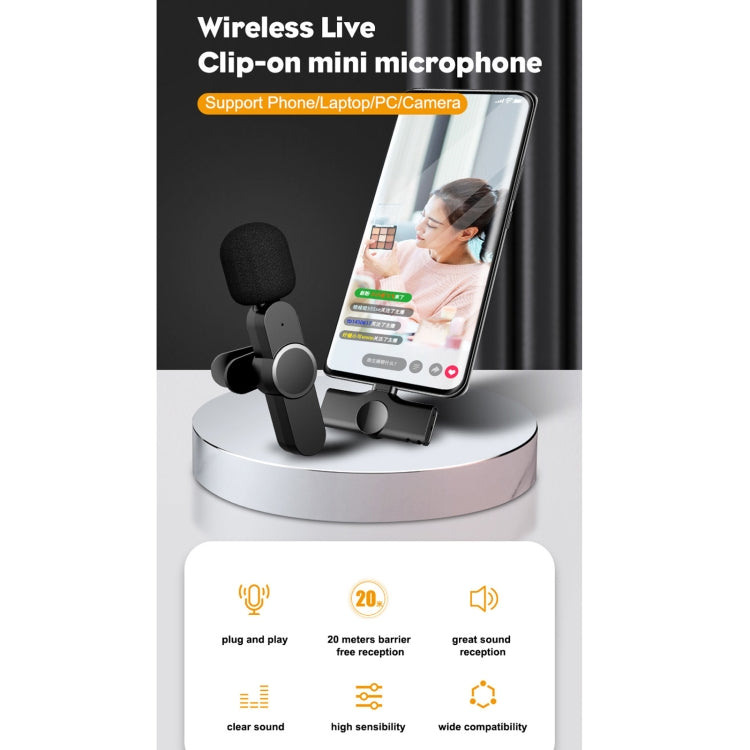 Type-C / USB-C Schnittstelle Live-Übertragung kabelloses Lavaliermikrofon, Type-C