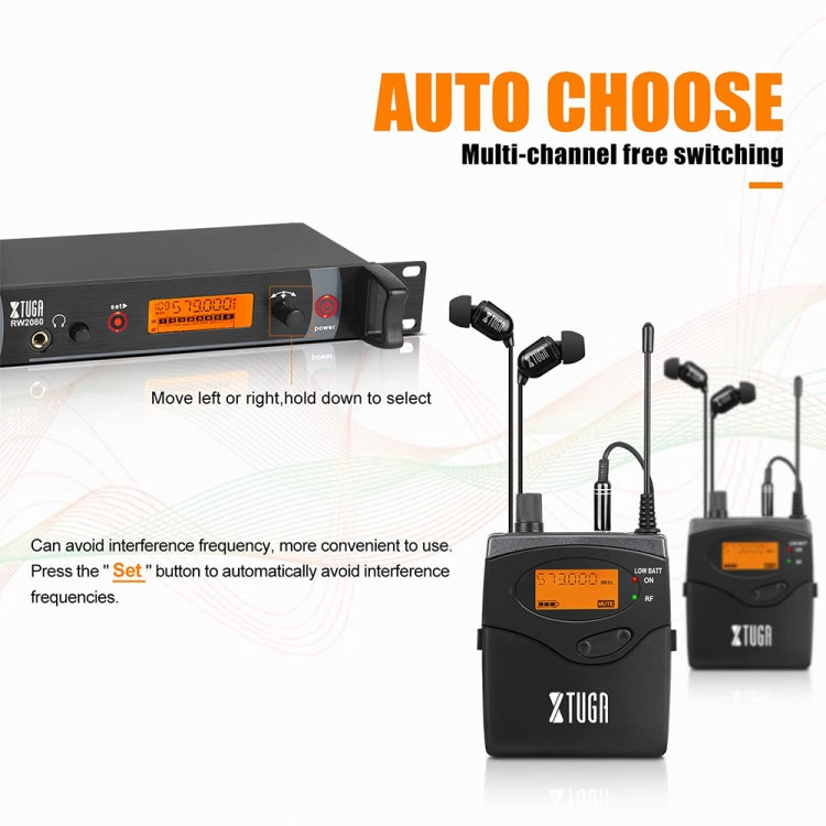 XTUGA RW2080 UHF Kabelloses Bühnen-Sänger In-Ear-Monitor-System Einzelner Bodypack-Empfänger, RW2080 Empfänger Bodypack