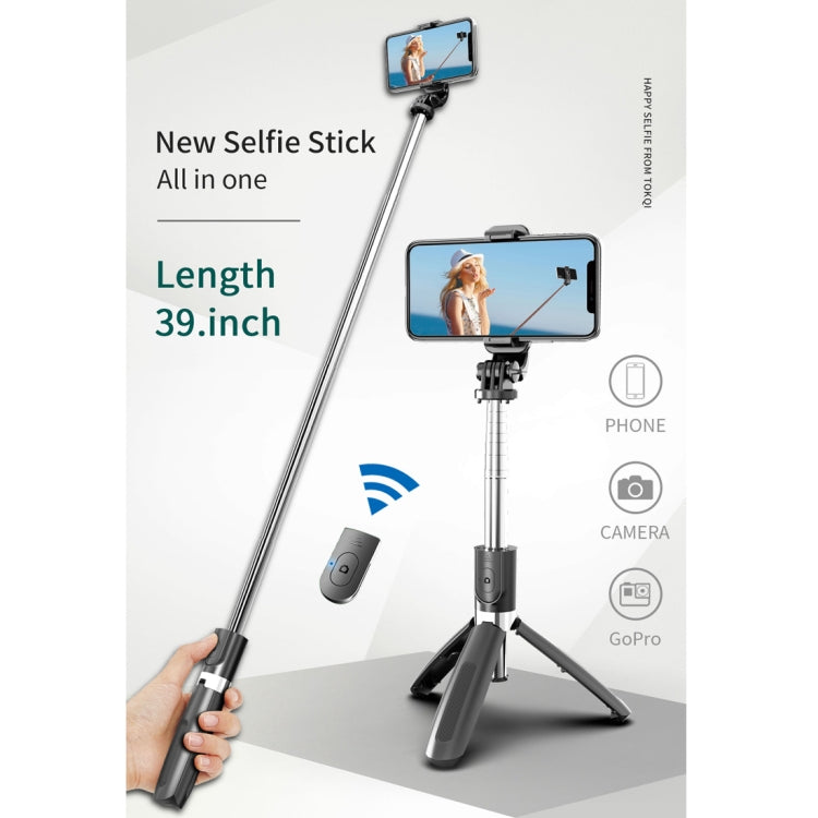 L02 100cm Multifunktionaler verstellbarer Bluetooth Selbstauslöser-Stativ Selfie-Stick