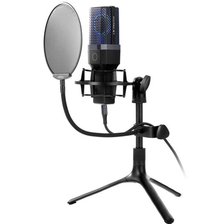 Yanmai X1 4 in 1 faltbares Hebe professionelles Desktop Live-Übertragungs-Kardioid Richtkondensatormikrofon-Set mit Windschutz, stoßfester Halterung & 1,8m USB-C / Type-C Kabel, X1