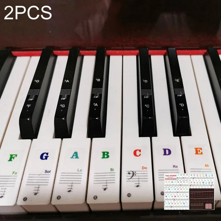 2 Stück 88 / 61 / 54 / 49 Tasten Klavier- und Orgel-Keyboard-Handrolle mit Noten, transparenter Aufkleber mit Tonleitern, 2 Stück transparente Aufkleber mit Tonleitern