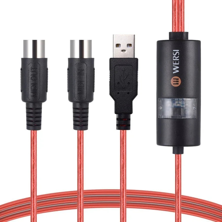 WERSI UM-18 USB-MIDI-Kabel, MidiPort-MIDI-Kabel, E-Piano, elektronisches Schlagzeug, Musikbearbeitungskabel, Länge: 2 m