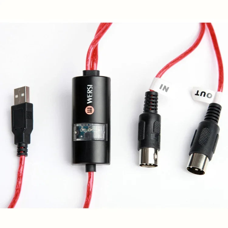 WERSI UM-18 USB-MIDI-Kabel, MidiPort-MIDI-Kabel, E-Piano, elektronisches Schlagzeug, Musikbearbeitungskabel, Länge: 2 m