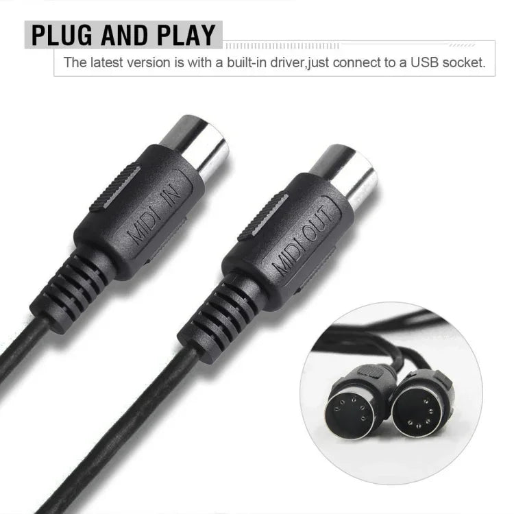 WERSI UM-18 USB-MIDI-Kabel, MidiPort-MIDI-Kabel, E-Piano, elektronisches Schlagzeug, Musikbearbeitungskabel, Länge: 2 m