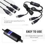 WERSI UM-18 USB-MIDI-Kabel, MidiPort-MIDI-Kabel, E-Piano, elektronisches Schlagzeug, Musikbearbeitungskabel, Länge: 2 m