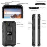 IP68/IP69K Wasserdicht Staubdicht Stoßfest, Gesichtserkennung, 4000mAh Akku, 5,0 Zoll Android 9.0 MTK6580A/W Quad Core bis 1,3GHz, Netzwerk: 3G, Armor X6 2GB+16GB