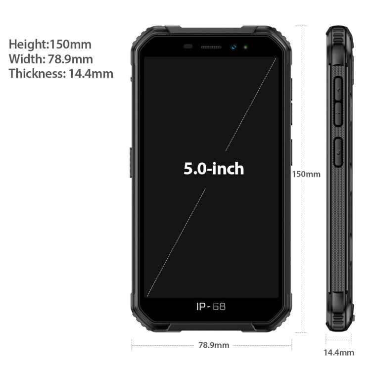 IP68/IP69K Wasserdicht Staubdicht Stoßfest, Gesichtserkennung, 4000mAh Akku, 5,0 Zoll Android 9.0 MTK6580A/W Quad Core bis 1,3GHz, Netzwerk: 3G, Armor X6 2GB+16GB