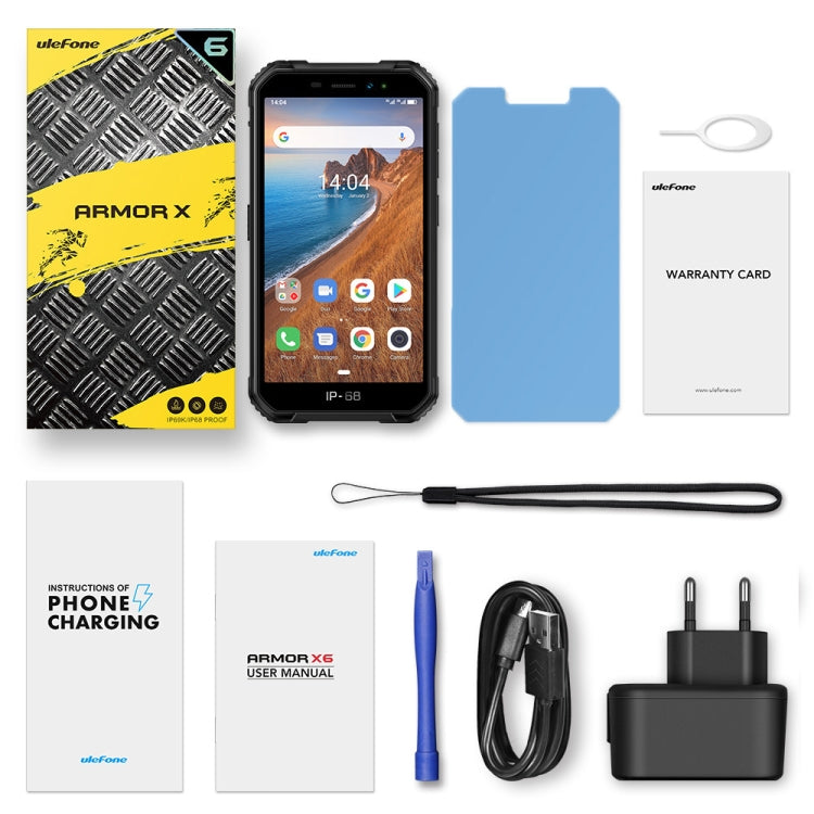 IP68/IP69K Wasserdicht Staubdicht Stoßfest, Gesichtserkennung, 4000mAh Akku, 5,0 Zoll Android 9.0 MTK6580A/W Quad Core bis 1,3GHz, Netzwerk: 3G, Armor X6 2GB+16GB