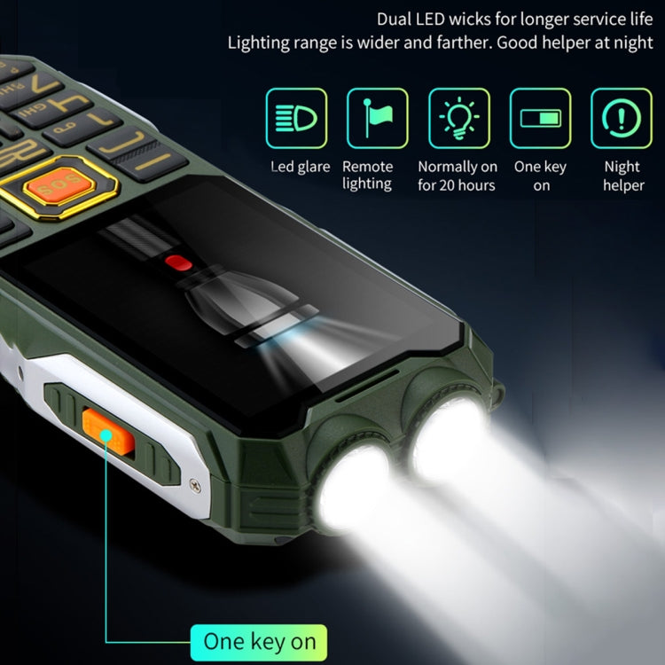 Wasserdicht, stoßfest, staubdicht, 16800mAh Akku, 2,4 Zoll, 21 Tasten, Bluetooth, LED-Taschenlampe, FM, SOS, Dual SIM, Netzwerk: 2G, Q8 2G