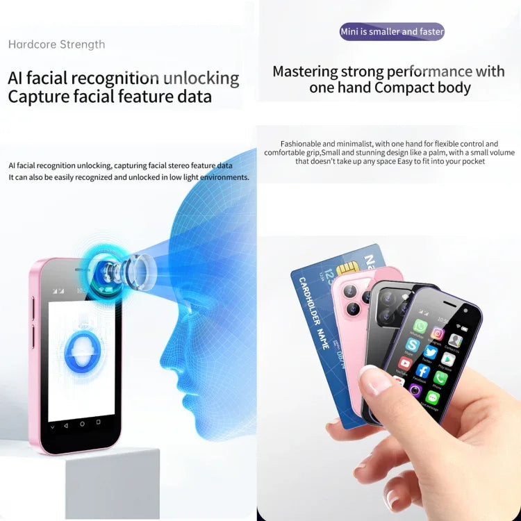 Gesichtserkennung, 3,0-Zoll-Display, Android 9.0, MTK6739CW Quad-Core-Prozessor (bis zu 1,28 GHz), OTG, 4G-Netzwerk, Dual-SIM, Google Play-Unterstützung, 3 GB RAM + 32 GB Speicher