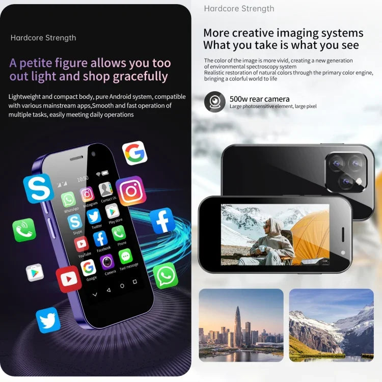 Gesichtserkennung, 3,0-Zoll-Display, Android 9.0, MTK6739CW Quad-Core-Prozessor (bis zu 1,28 GHz), OTG, 4G-Netzwerk, Dual-SIM, Google Play-Unterstützung, 3 GB RAM + 64 GB Speicher