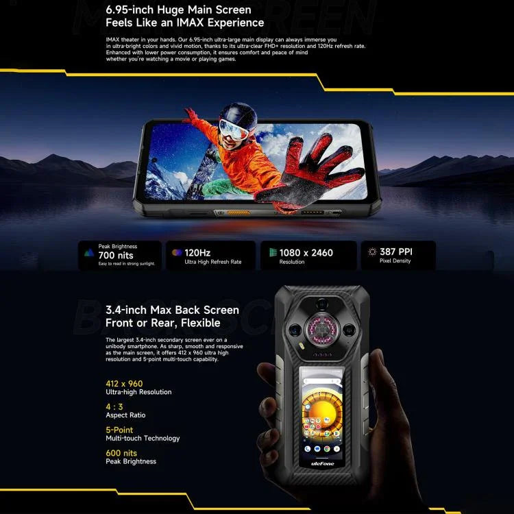 Duale Rückkameras, IP68/IP69K wasserdicht, staubdicht und stoßfest, Gesichtserkennung und Fingerabdrucksensor, 6,58 Zoll Android 13, MediaTek Helio G99 Octa-Core bis zu 2,2 GHz, Netzwerk: 4G, OTG, NFC, globale Version mit Google Play, Armor 21