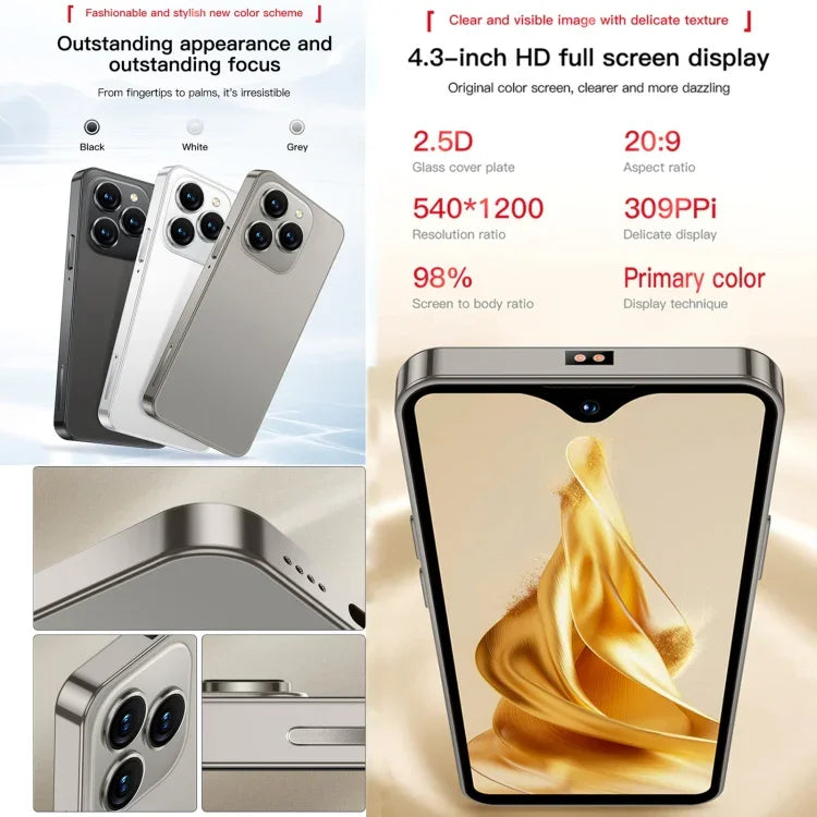 SOYES XS18 Pro Max, 2 GB + 16 GB, Gesichtserkennung, 4,3 Zoll, Android 8.1, MTK6737A Quad-Core-Prozessor, Netzwerk: 4G, OTG, Dual-SIM, XS18 Pro Max