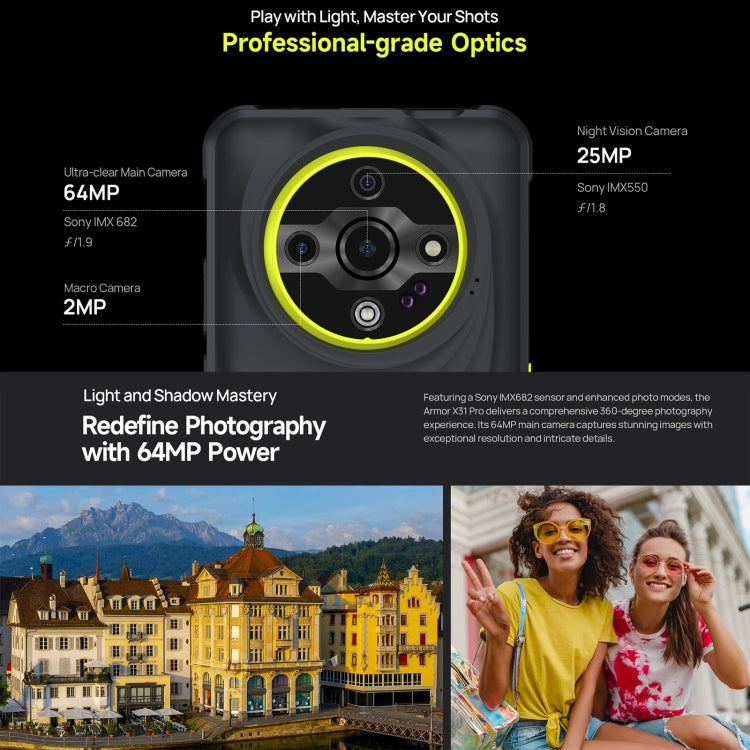 Ulefone Armor X31 Pro 5G, 8 GB + 256 GB, Nachtsicht, robustes Smartphone (IP68/IP69K), 6,56 Zoll, Android 14, MediaTek Dimensity 6300 Octa-Core-Prozessor, Netzwerk: 5G, NFC, OTG, Armor X31 Pro