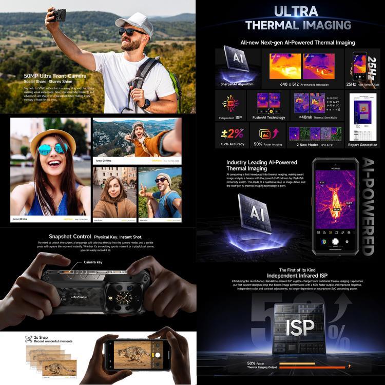 Ulefone Armor 28 UltraThermal Version – Robustes Smartphone, 16 GB + 1 TB, Nachtsicht, 10600 mAh Akku, 6,67 Zoll Display, Android 14, MediaTek Dimensity 9300+ Octa-Core-Prozessor, Netzwerk: 5G, NFC, Armor 28 Ultra Thermal Version