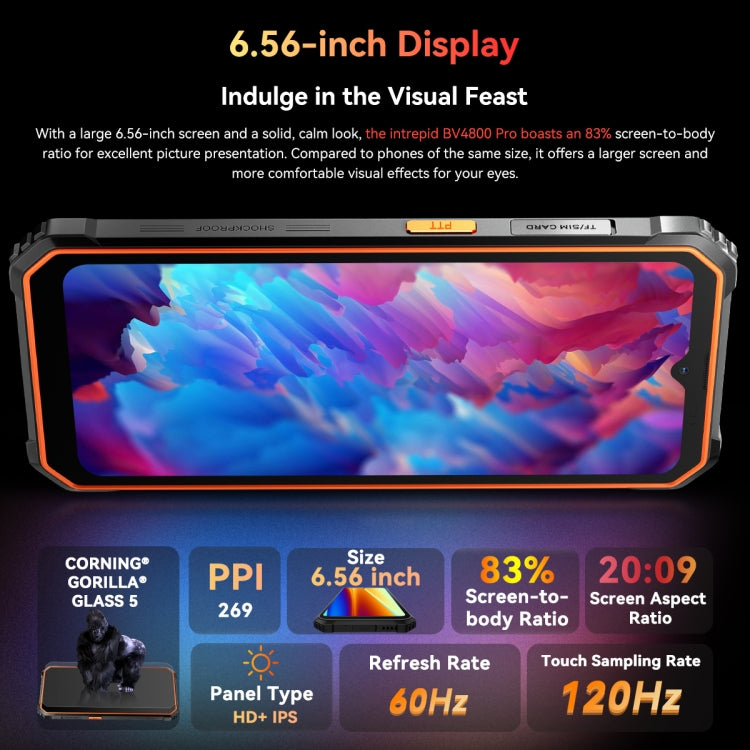 Blackview BV4800 Pro, 4 GB + 128 GB, IP68/IP69K/MIL-STD-810H, 6,56 Zoll Android 14 Unisoc T606 Octa Core, Netzwerk: 4G, OTG